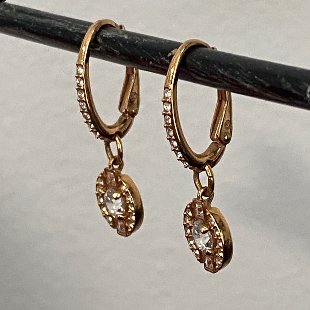 Swarovski Gold Plated Crystal Drop Lever Back Earrings - Picture 10 of 13